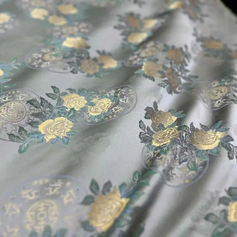 Non-Heritage Real Silk Song Dynasty Brocade Fabric Flower New Chinese Style Chinese Style Coat Dress Cheongsam Silk Fabric