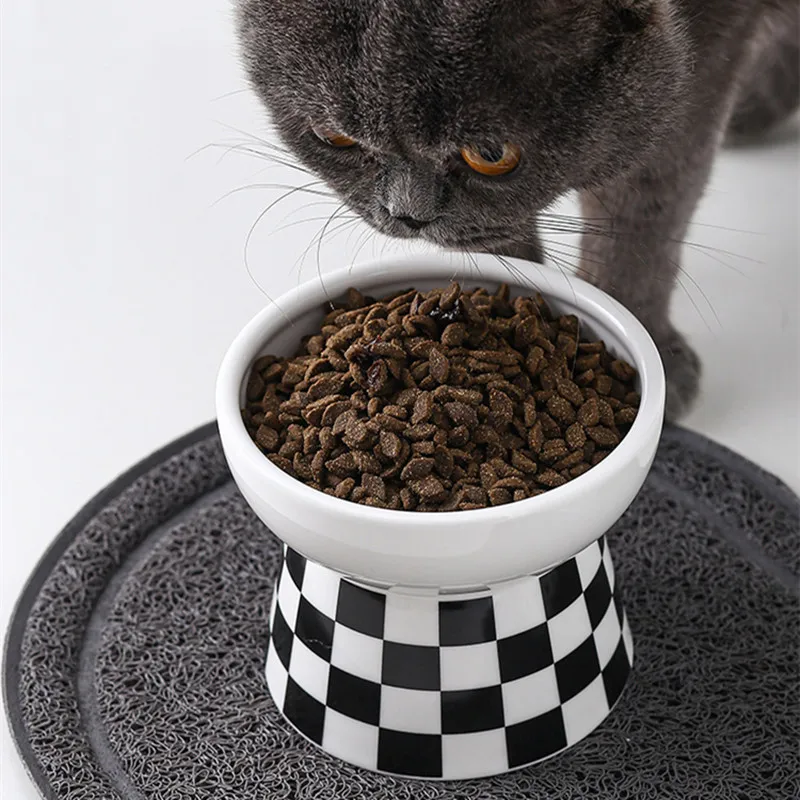 Cat Ceramic Bowls Cat Dog Bowl Dish Pet Food Plate Kitten Water Feeder Dog Bowl Feeder For Cats Pet Accessories Speckle