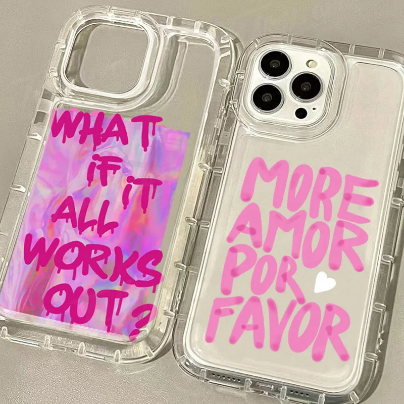 Colorful More Amor Por Favor Case for Samsung Galaxy S24 Ultra S23 S22 S21 FE S20 Plus Note 20 10 Pro A34 A54 A33 A53 Clear Capa