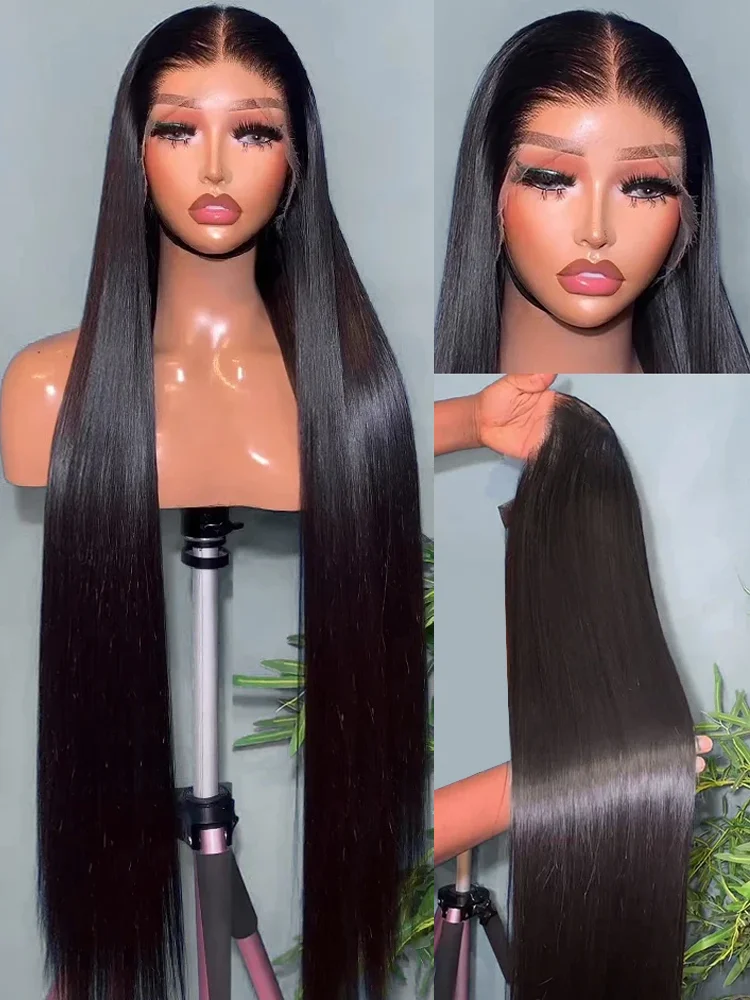 

30 34 36 40 Inch Straight 13x6 HD Lace Frontal Wig Raw Human Hair Glueless HD Lace Front Human Hair Wigs 4x4 Lace Closure Wig