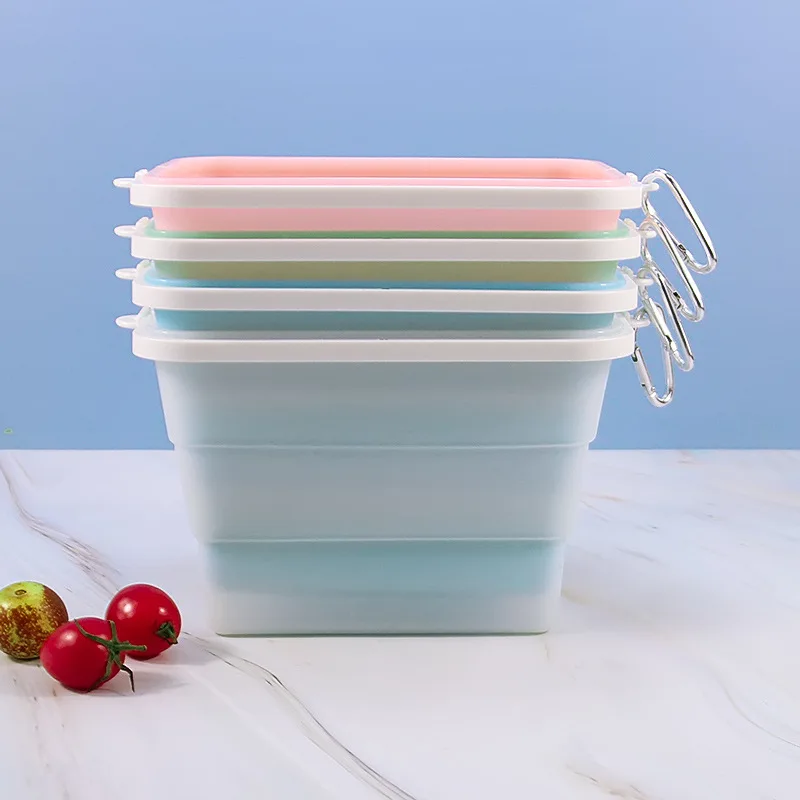 Crisper Lunchbox, Mikrowelle, Heizung, Kühlschrank, gekühltes, lebensmittelechtes Silikon, zusammenklappbare Melonen-Crisper-Box für Obst und Gemüse