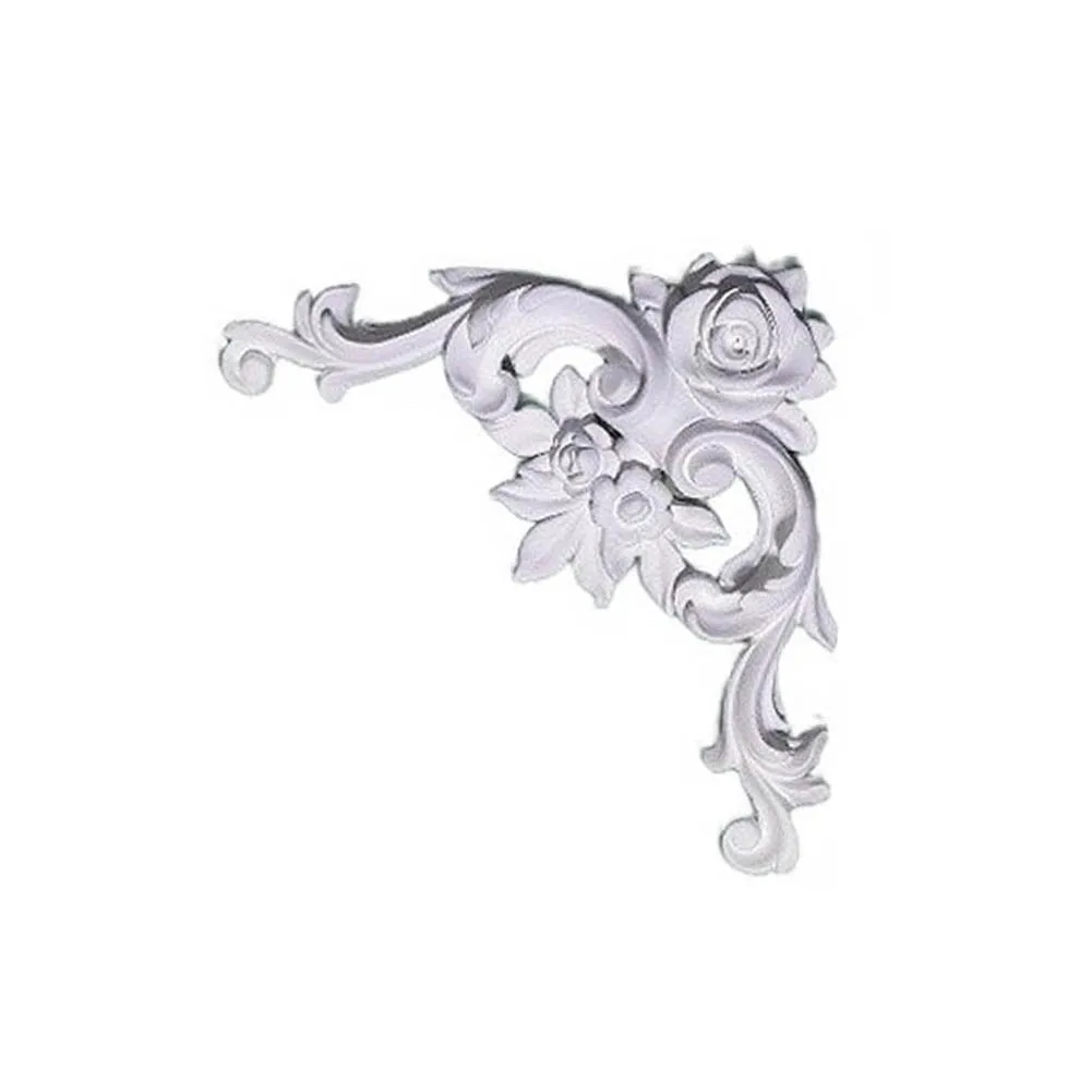 Ornate Floral PU Corner Trim for Wall Ceiling Corners and Door Frame Borders with Classic European Sculptural Detailing