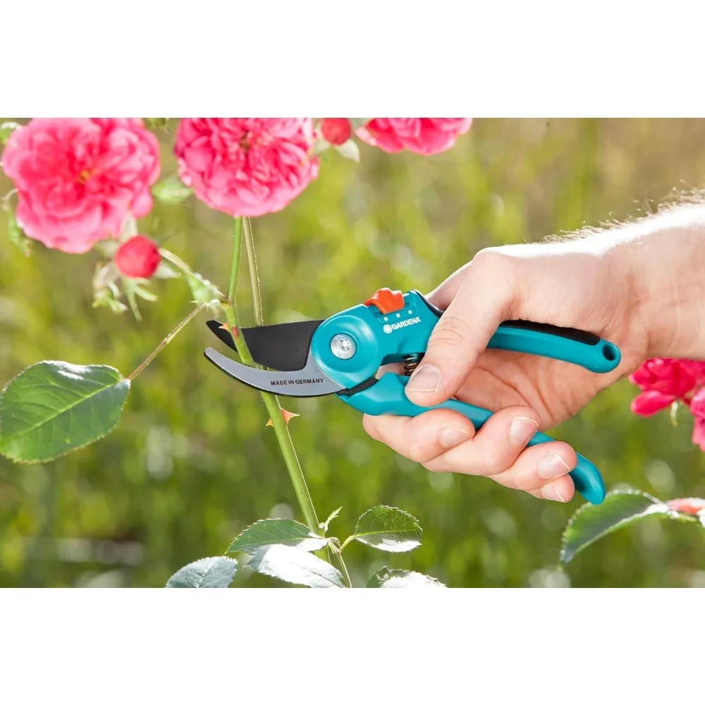 Sécateur de jardin à dérivation réglable pour arbres, roses et fleurs. Lames de coupe en acier professionnelles robustes