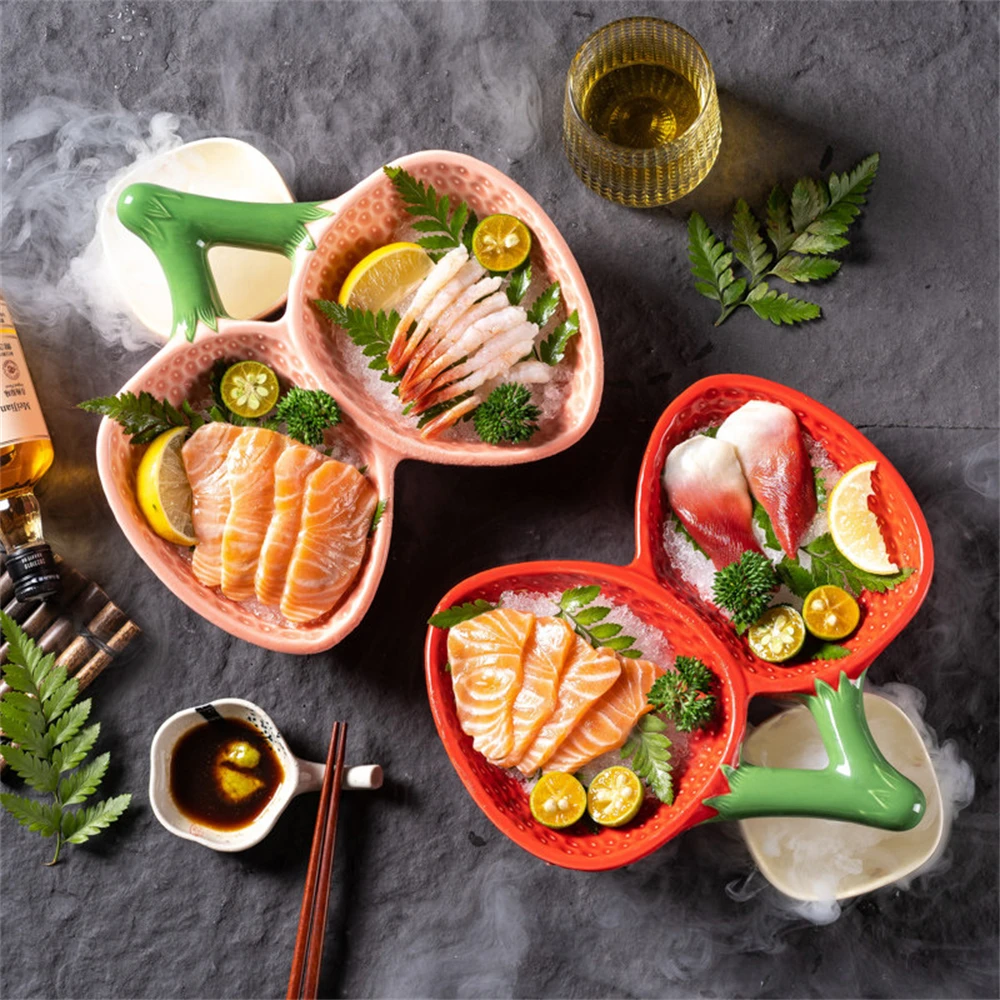 

Japanese Cramic Sashimi Bowl Creative Kitchen Supplies Cooking Salad Plate Seafood Raw Cooking Strawberry Bowl Small Plate