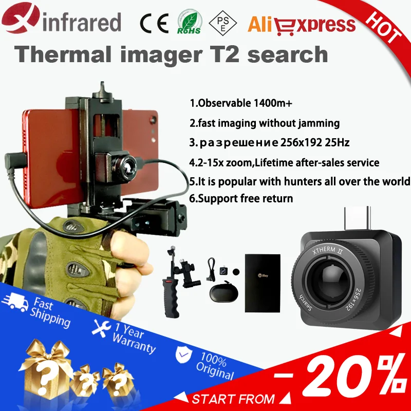 InfiRay Official T2 Monocular Thermal Camera Imager Infrared Imaging Night Vision for Phone Android Type C Hunting