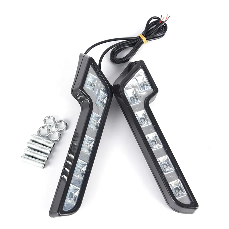 2PCS L Shaped Universal 6LED Car Driving Lamp Fog 12V DRL Daytime Running Light Kit Car Styling Super White