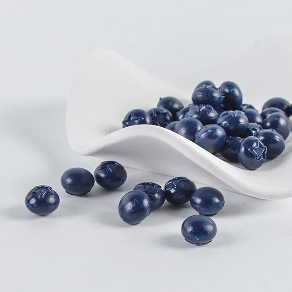 50 Pcs Artificial Simulation Blueberry Blueberries Raspberries Pvc Fruit Shop Simulated Adornment