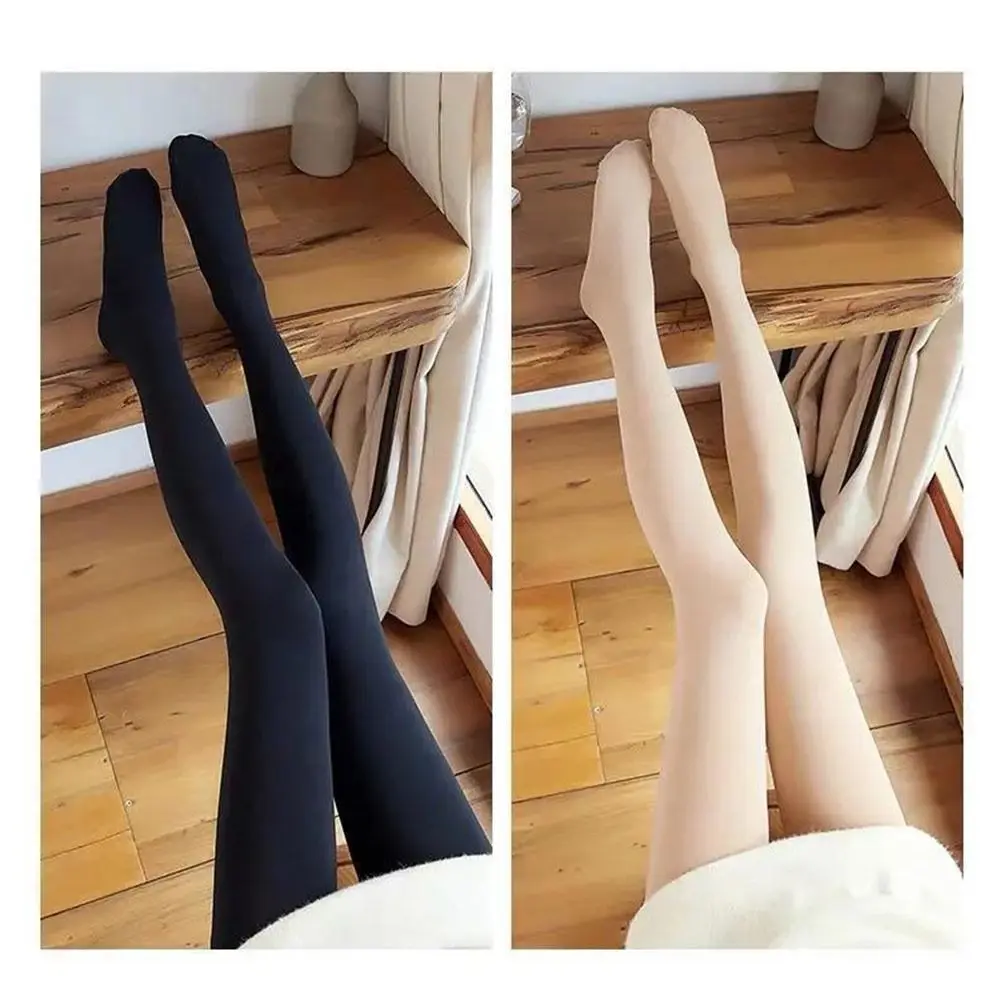 

Elastic Fleece Lined Leggings Solid Color High Waist Winter Velvet Leggings Thickened Keep Warm Women's Pantyhose for Women