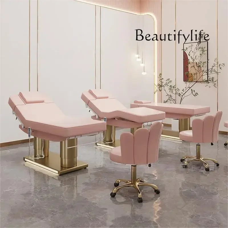 Golden Stainless Steel Electric Beauty Micro-Finishing Beauty Salon Massage Bed Tattoo Embroidery