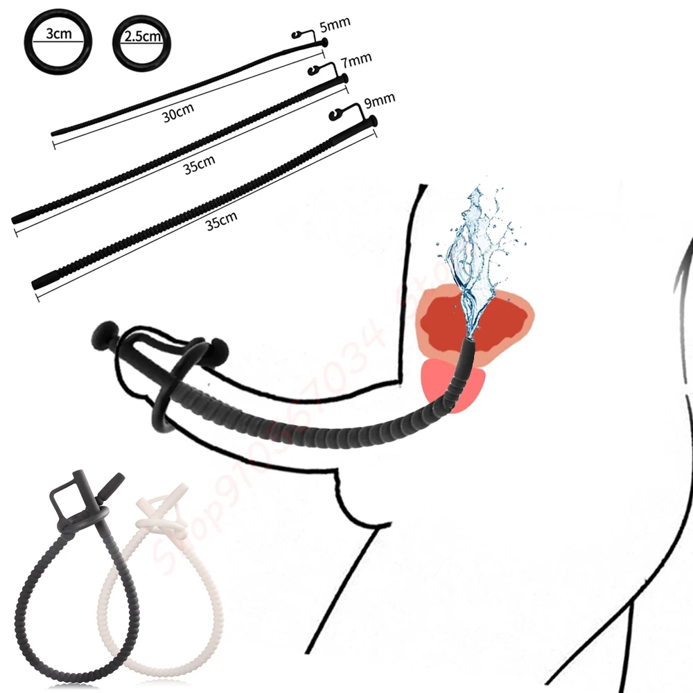 Silikon Lange Hohl Katheter Sound Harnröhren Dilatator Prostata Stimulieren Gewinde Harnröhre Keuschheit Sounding Stangen Sex Spielzeug für Männer