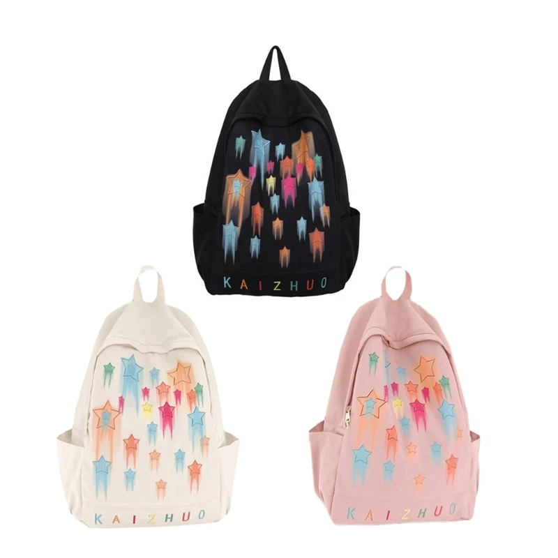 Mochila escolar moderna elegante com estampa estrela para adolescentes estudantes nylon