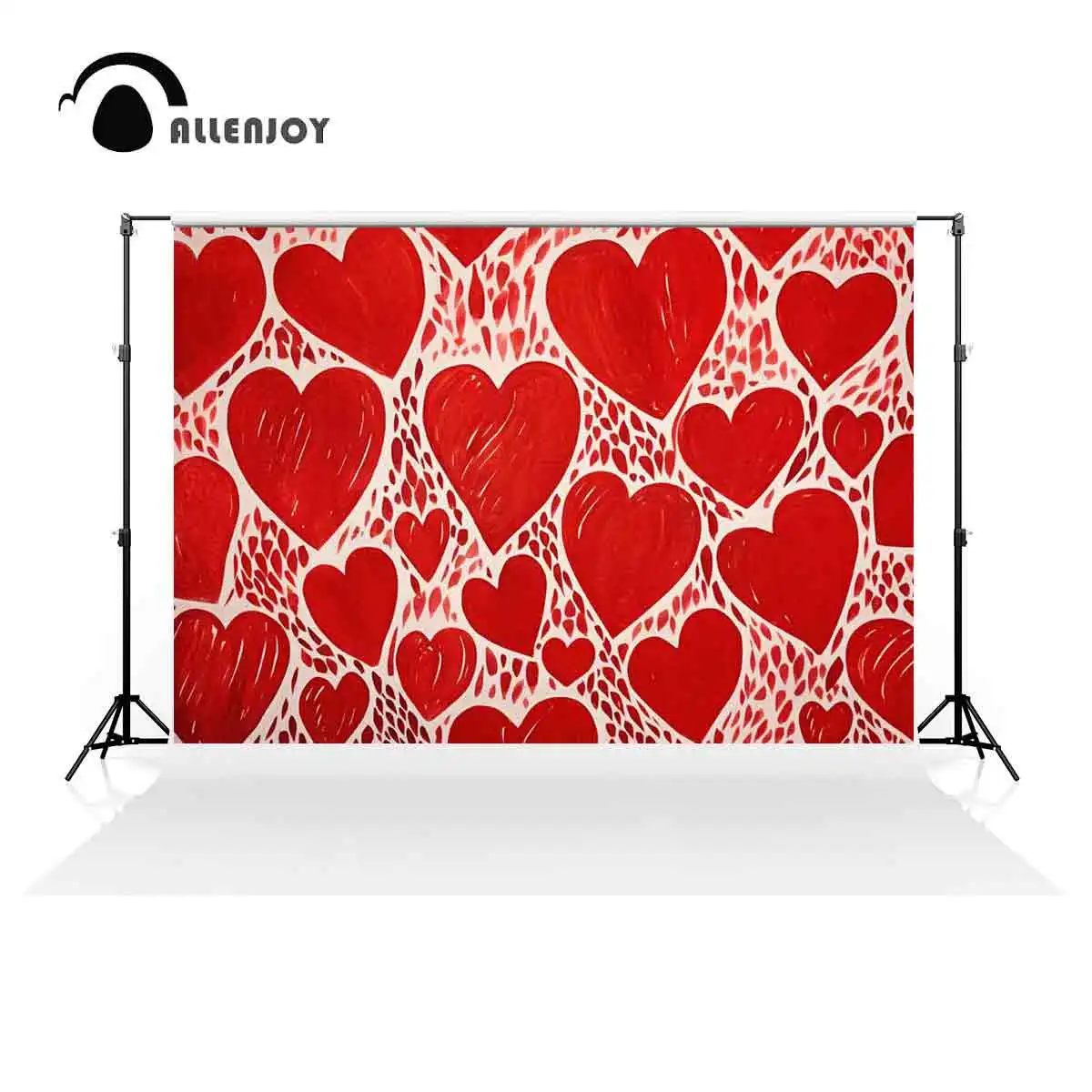 Allenjoy Valentine's Day Love Red Heart Pattern Backdrop