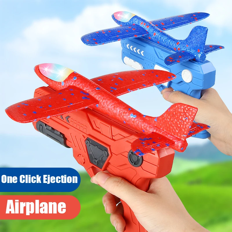 Airplane Launcher Toys Kids Catapult Guns Aircraft Shooting Toy Outdoor Sports Flying Foam Plane Launcher Gifts for Boys Girls