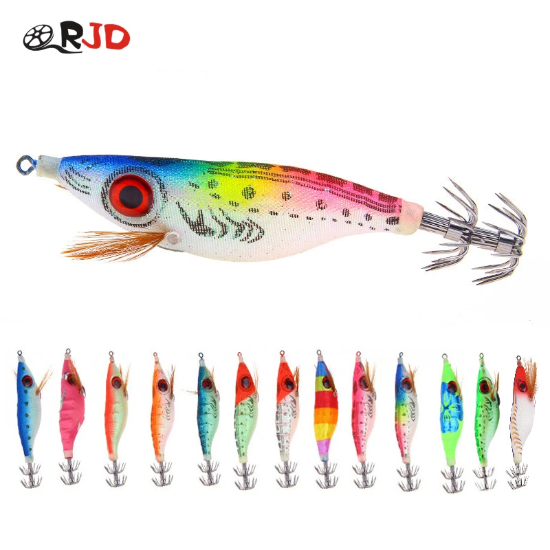 

Floating Fishing Lure Squid Jigging Artificial Wood Shrimps Lures Fishing Squid Hook Cuttlefish Lures Octopus Bait