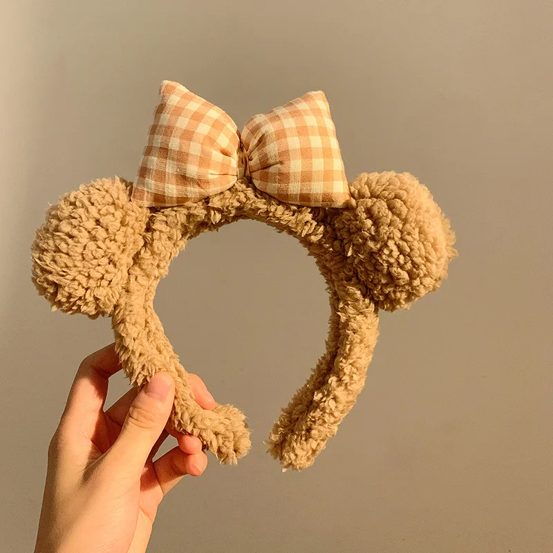 Cute Bow, Bear Ears, Plush Hair Hoops, Women\'s Face Wash, Headband, Hair Clip, Cartoon Brown Headband, Hair Accessories, Winter