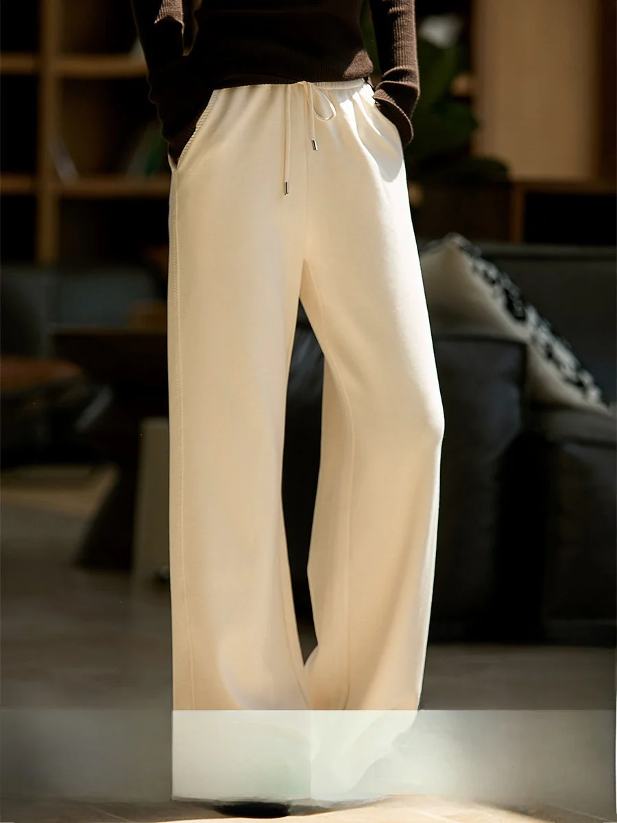 

Женские повседневные брюки с эластичным поясом на шерстяной тесьме, прямые, свободные, с широкими штанинами, для работы и отдыха, 26 размеров