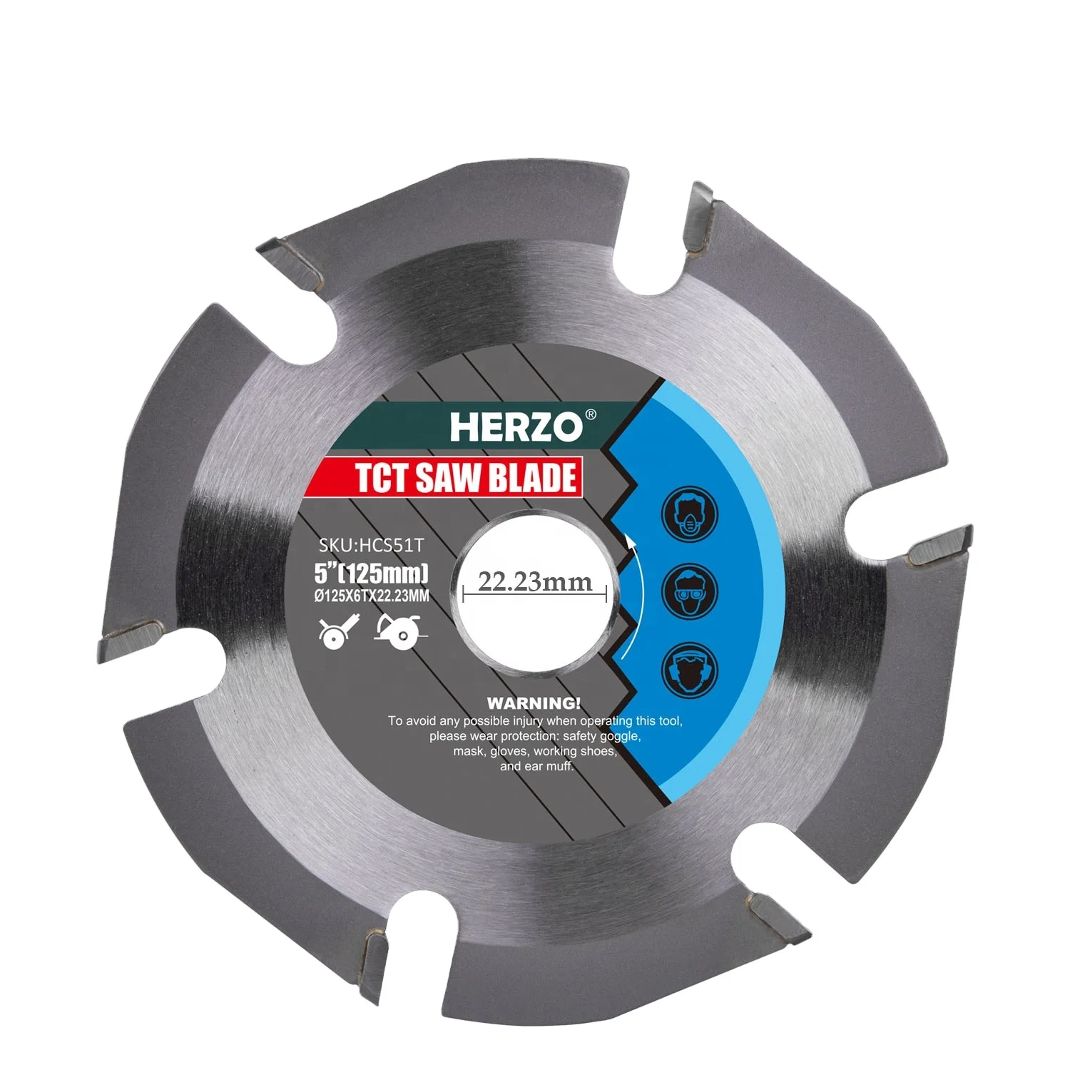 Imagem -02 - Herzo-disco de Corte de Madeira Dentes Ferramentas para Trabalhar Madeira Rebarbadora Ponta de Carboneto de Serra Lâmina de Corte para Metal Hcs5.1t 125 mm