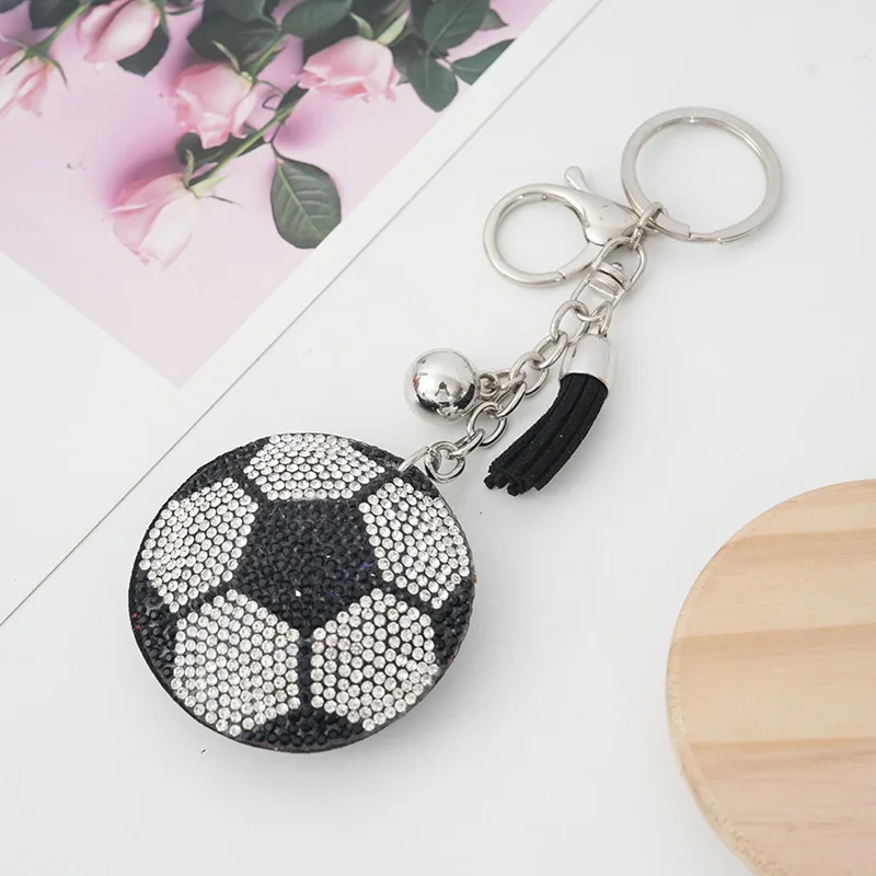 Creative Ball Volleyball Crystal Keychain Pendant with Metal Keyring for Women\'s Bags and Car Key Accessories Wholesale Price