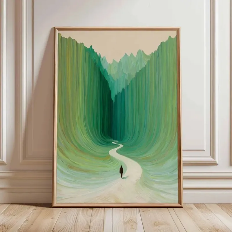Classic Green Abstract Poster of Looking for An Exit in The Mountains Do Not Give Up Canvas Painting Wall Art Picture Home De