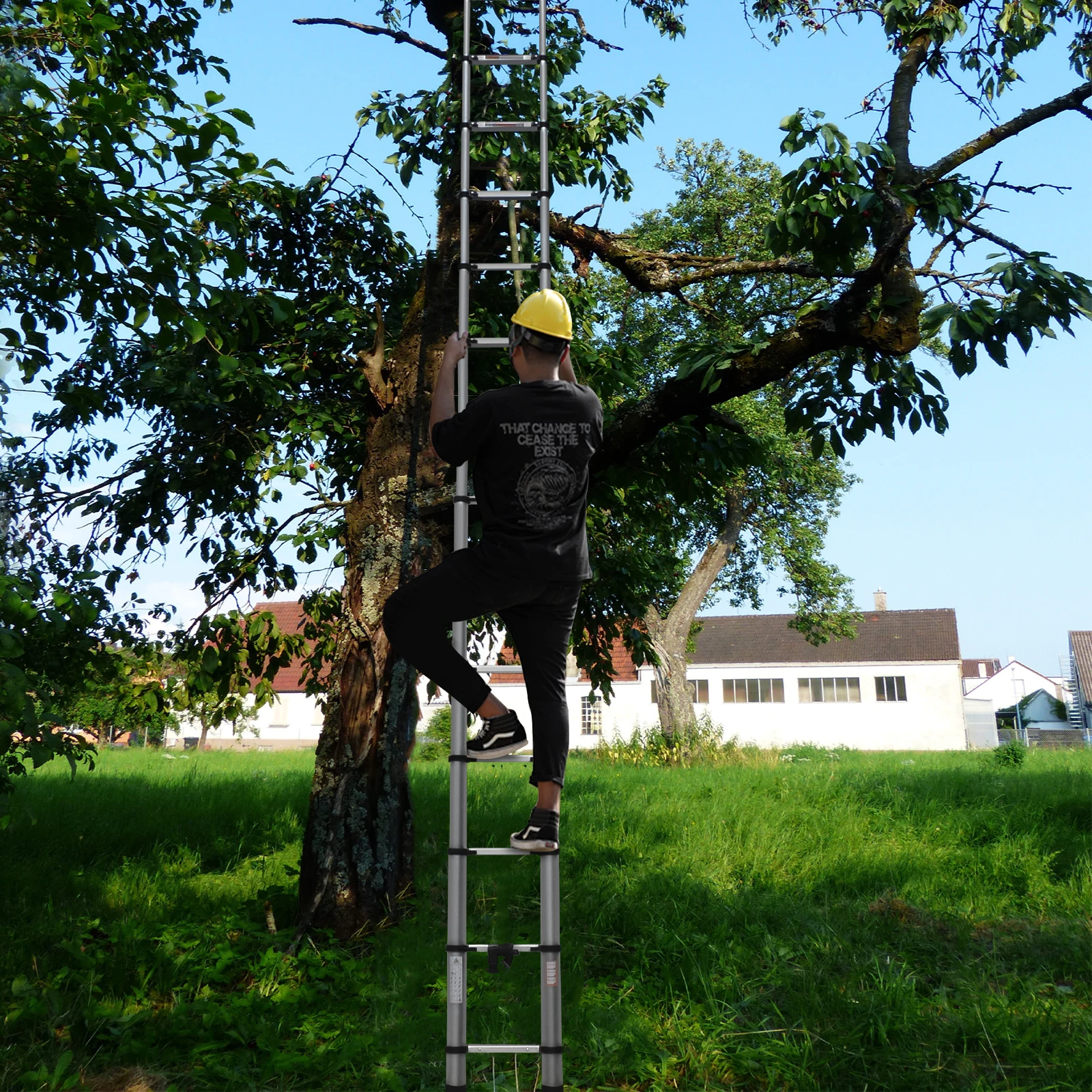 Aluminiumleiter Teleskopleiter Hochleistung 2,6M/3,2M/3,8M/4,4M/5M, A-Form 1,9M/2,5M, 6,2M mit Haken – Detail 36