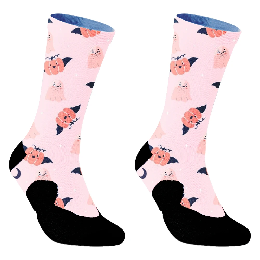 Men's Large Size Cotton Socks Funny Autumn Winter Cartoon Witch Pumpkin Halloween Festive Gift for Male - view 6