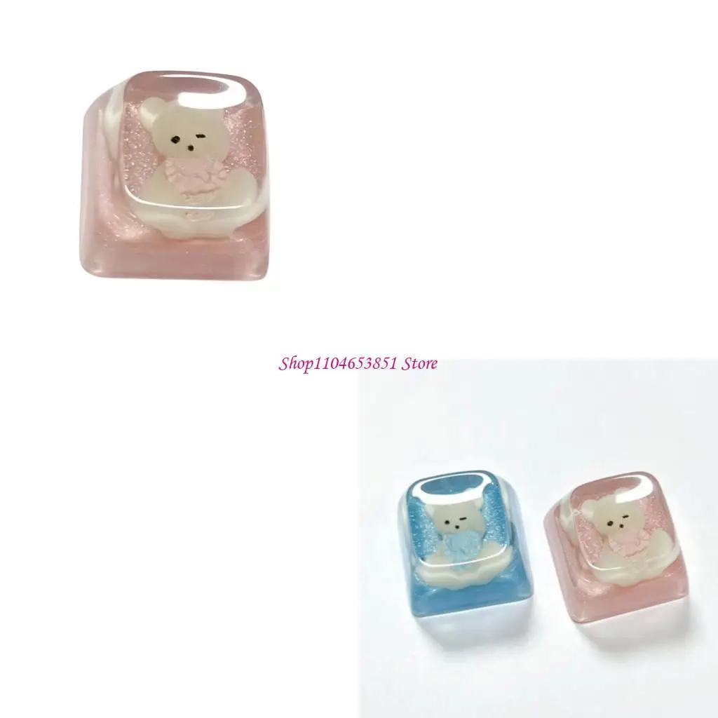 Resin Handmade 3D Keycap Bear Resin Keycap Cartoon Keypad for Mechanical Gaming Keypad Personality Typing Accessories 