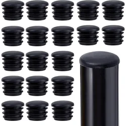 20 Pieces 1In Round Plastic Plugs Black End Caps Plug Pipe Tubing End Cap Chair Leg Inserts for Metal Legs Fences Glide