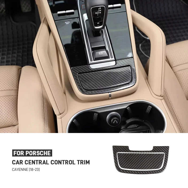 

Для Porsche Cayenne 2018-2023 настоящее углеродное волокно, центральная консоль автомобиля, пепельница, рамка, декоративная крышка, наклейка, автоаксессуары