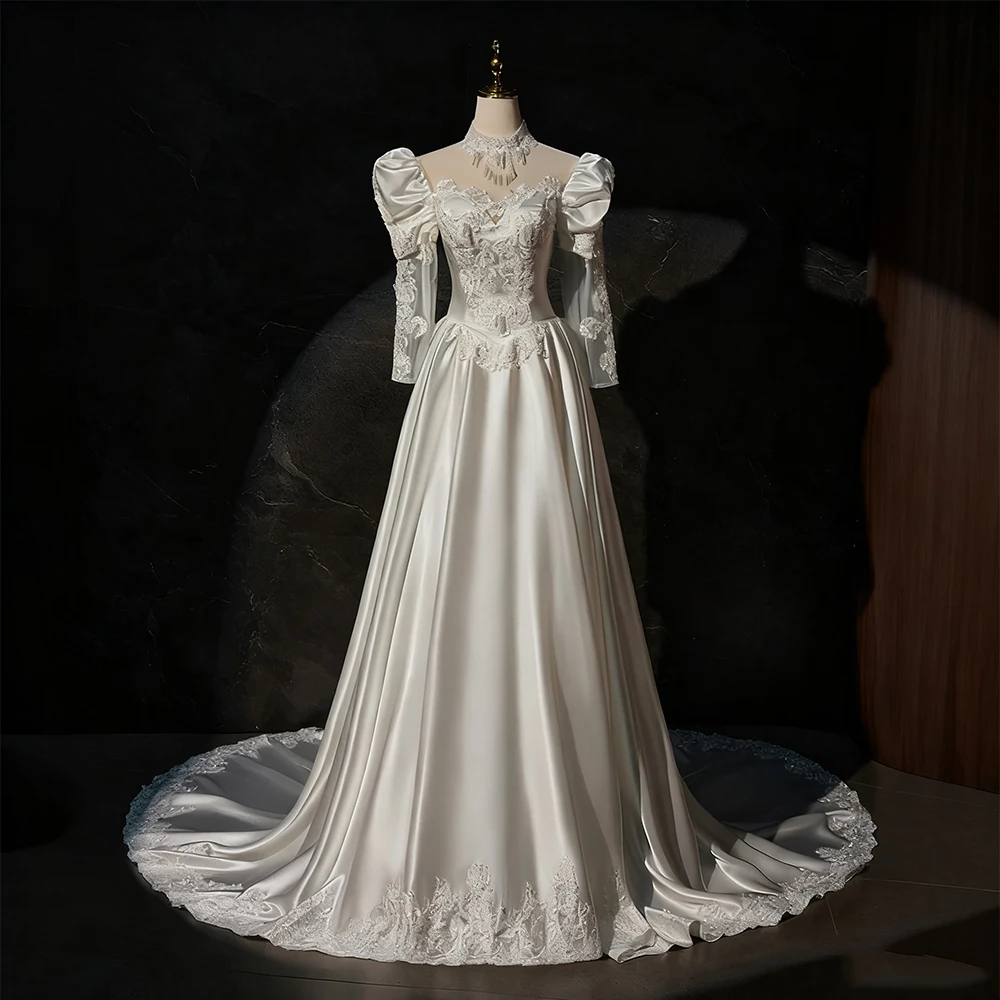 

Arya High Quality Evening Dresses Satin for Floor-Length Sweetheart Prom Dress Appliques Pearls Vestidos De Fiesta Customized