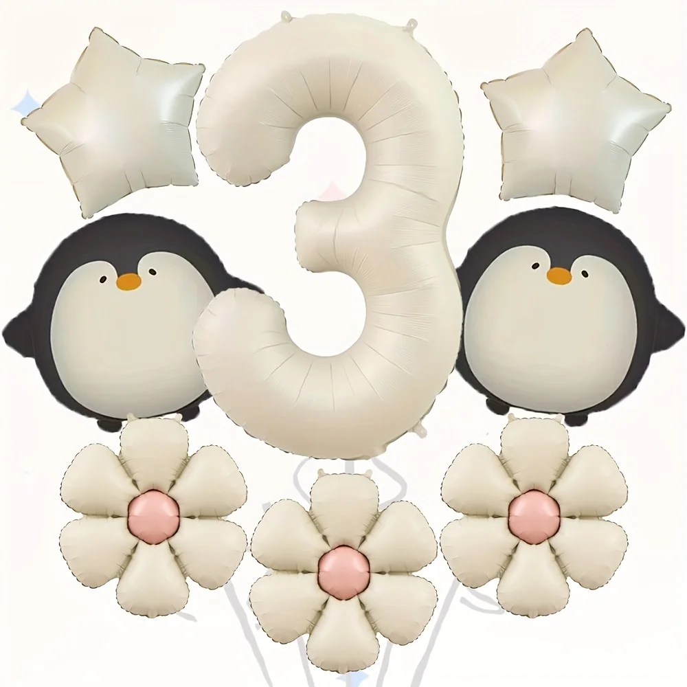 Juego de globos de colores crema pingüino, Margarita, 8 Uds., para fiestas de cumpleaños, reuniones, suministros de decoración, decoración del hogar, ducha