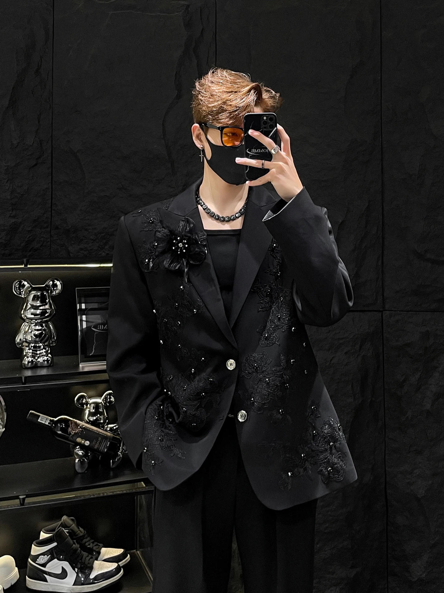 

Новая мужская повседневная куртка свободного кроя с вышивкой и стразами, модная весенне-осенняя верхняя одежда для молодежи, трендовый стиль