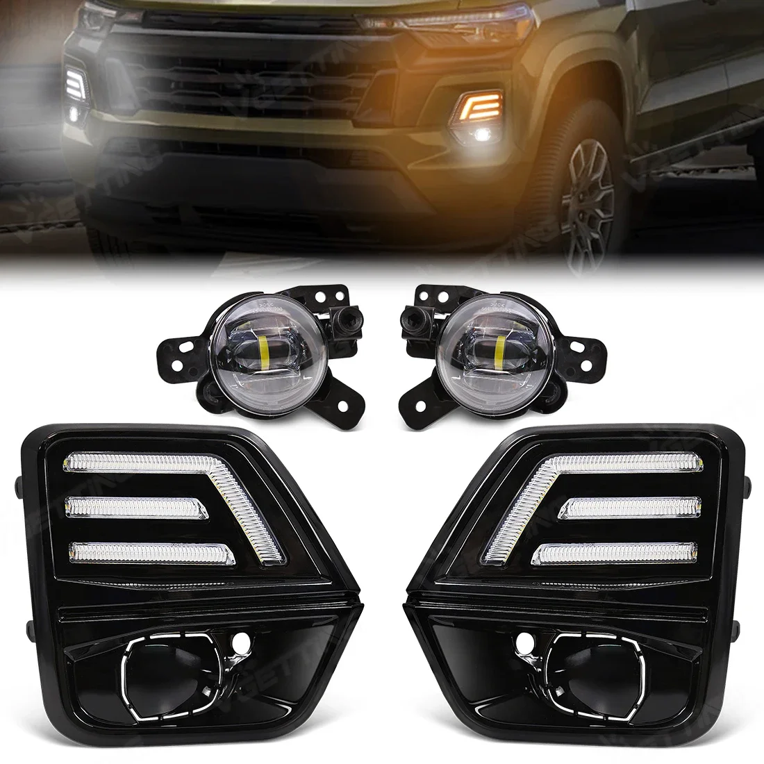 

Для Chevrolet Colorado 2023 2024 дневные ходовые огни светодиодные белые противотуманные фары желтый указатель поворота жгут проводов света 12 В
