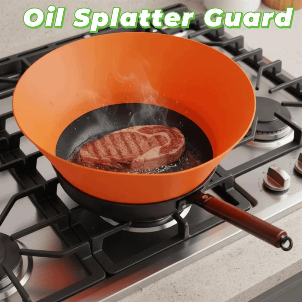 Food Grade Silicone Horn Shape Oil Splatter Guard Heat-resistant Folding Oil Splatter Cover Adjustable Splash-proof Pot Rim