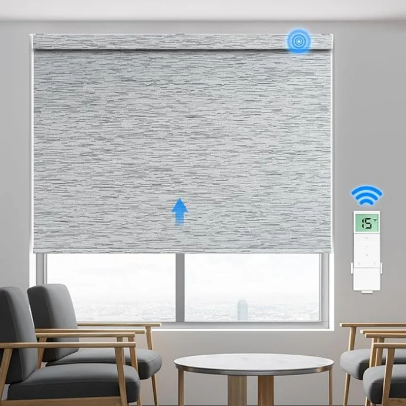 

2025 Factory Customized Shades Fabric On Square Valance100% Blackout Charge By USB Plug Motorized Roller Blinds For Home Windows