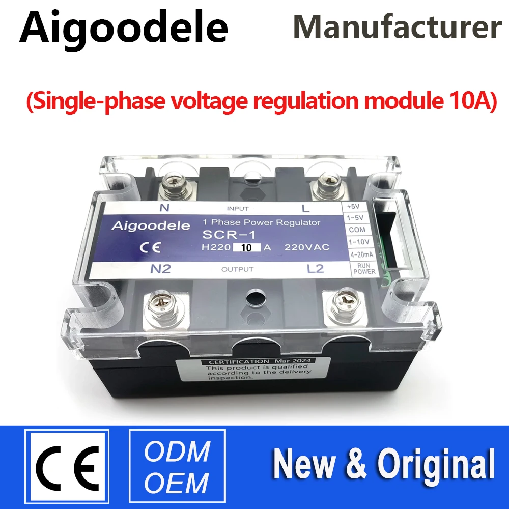 

SCR-10A Single Phase 220V Fully Isolated AC Voltage Regulation Module Power Regulator Solid State Relay Temperature Regulator