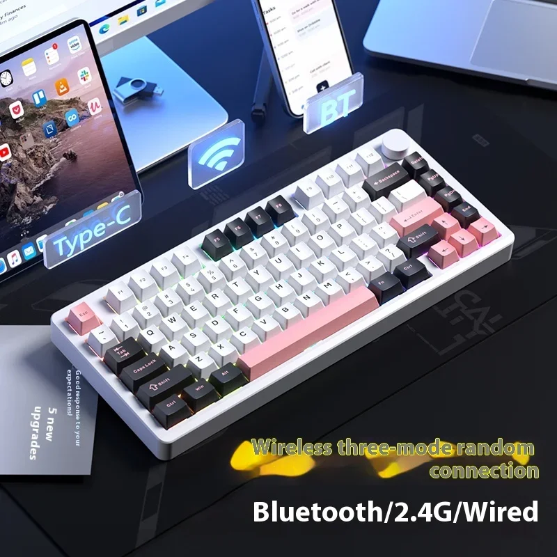 Imagem -04 - Leobog-aluminum Alloy Mechanical Gaming Keyboard Botão Multi-função 8000mah Rgb Light Modos 82 Chaves Hi8se Laptop Escritório