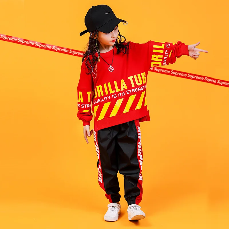 Kids Hip Hop Clothing Running Coat Tops Casual Pants for Girls Boys Jazz Dance Clothes Costume Ballroom Dancing Streetwear