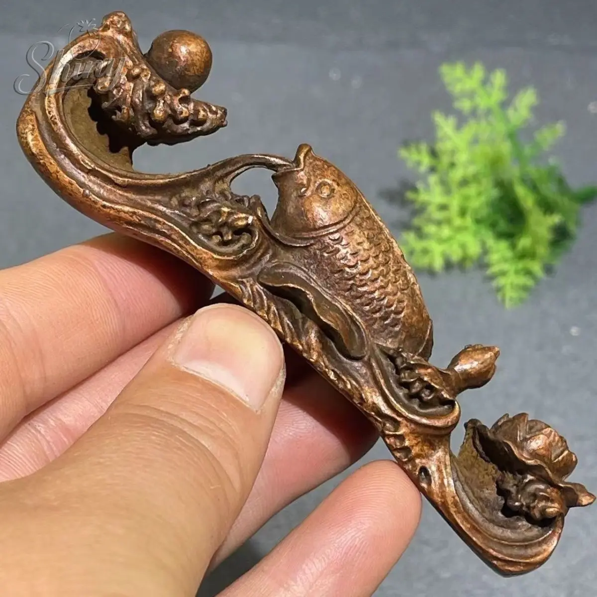 

Antique Copper Yearly Fish Lotus Fish Carp Lotus Ruyi Creative Scholar's House Pen Holder Tea Table Tea Pets Living Room Pieces