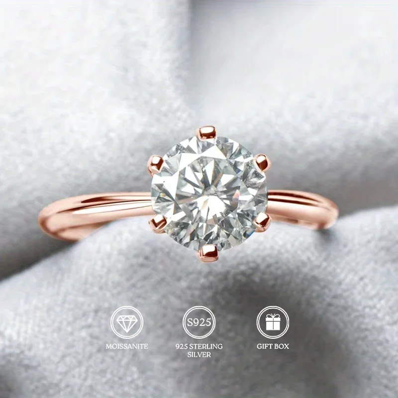 

1Pc 0.5/1/2/3/5/10Carat Moissanite 925 Sterling Silver Ring, Suitable Gift for Both Men and Women, Exquisite Jewelry.