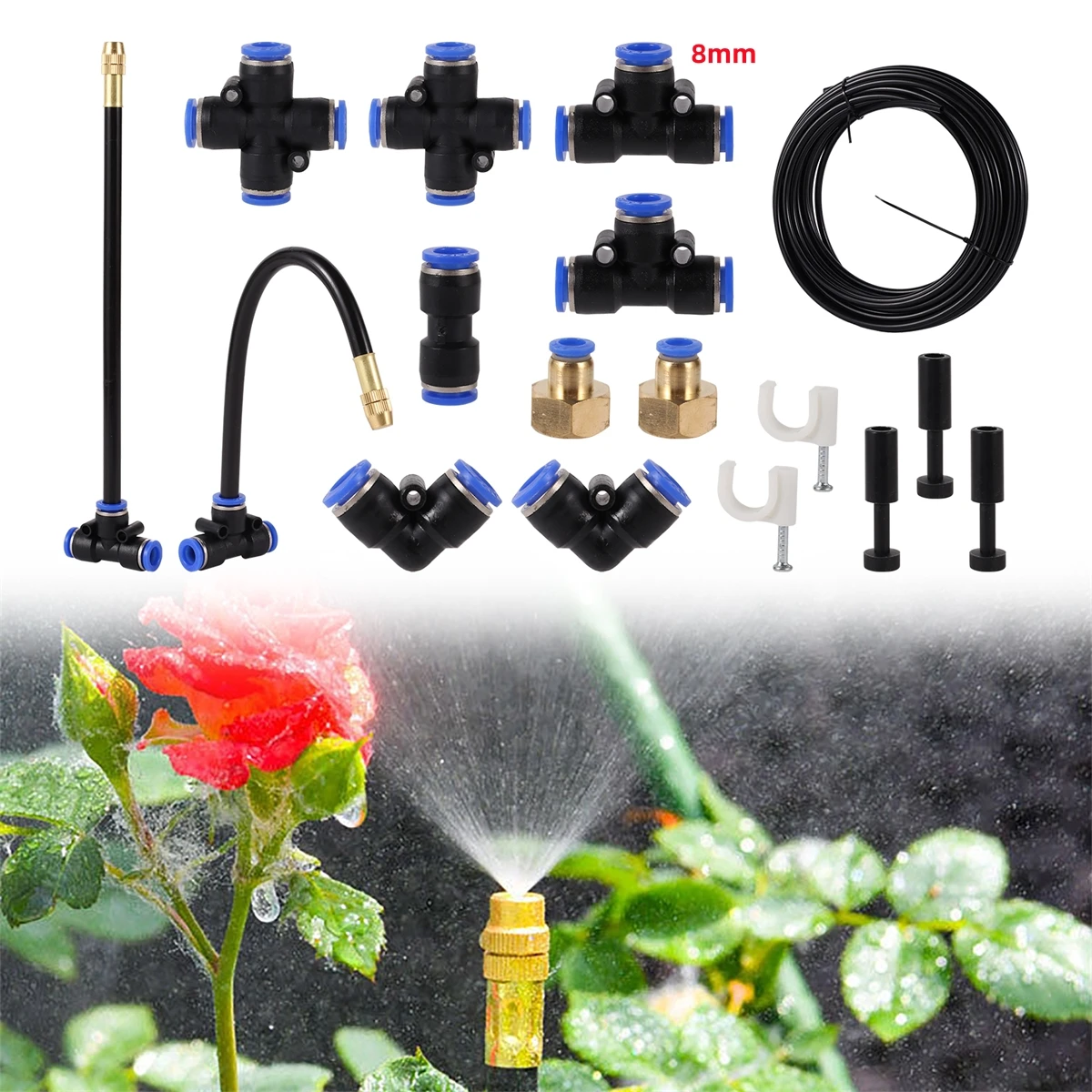 

5 м DIY свободный изгиб универсальный комплект распылителей 8 мм шланг садовый парк система охлаждения фитинг 1/4 ''труба латунная регулируемая насадка