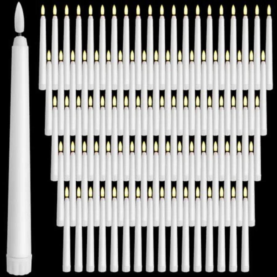 

Pcs Flameless Taper Candles Battery Operated Taper Candles Bulk LED Flickering White Candlesticks for Wedding Church Table Cent