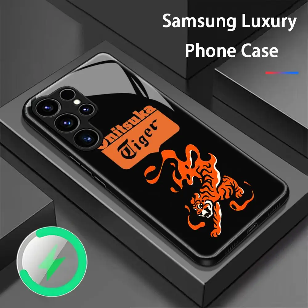 Funda Magnética de Vidrio para Teléfono O-Onitsuka T-Tiger, Compatible con Samsung S26 S25 S24 S23 S22 S21 S20 Plus Ultra