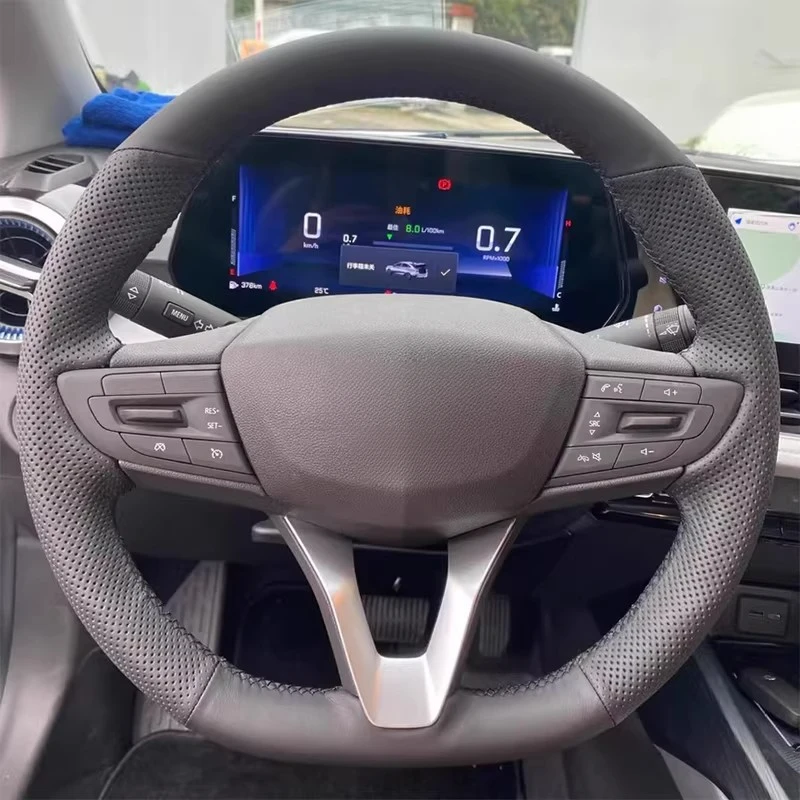 For Chevrolet Cavalier 20-22 Hand-Sewn Steering Wheel Cover; Lightweight and Breathable; Full-Coverage Style Modification Design