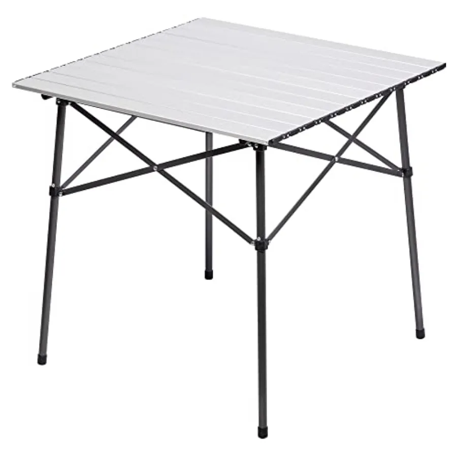 

Lightweight Aluminum Folding Square Table Roll Up Top 4 People Compact Table with Carry Bag for Camping Picnic Backyards BBQ