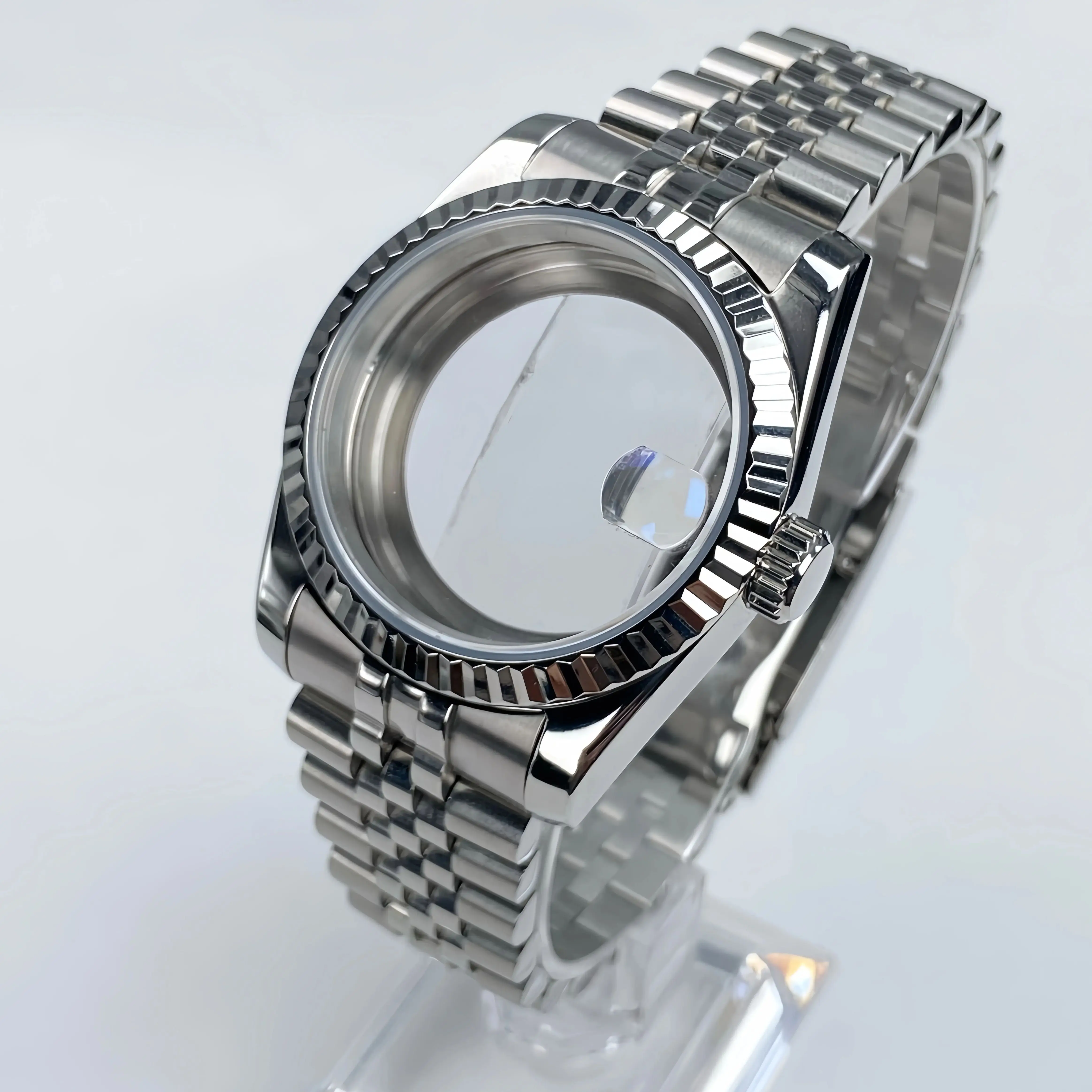 

36mm/39mm Fluted Bezel NH35 Case For SK DJ Replacemet Part Sapphire Glass Stainless Steel Fit Nh35 Nh36 Movement Watch Case NH35