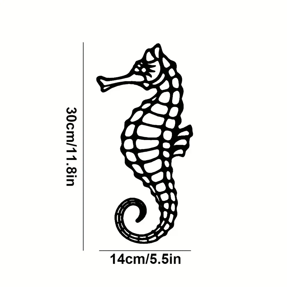 Cifbuy Seahorse Coast Ocean Beach Metal Wall Decor, Metal Wall Art for Interior Decoration, Home Office Living Room Hanging Decor.