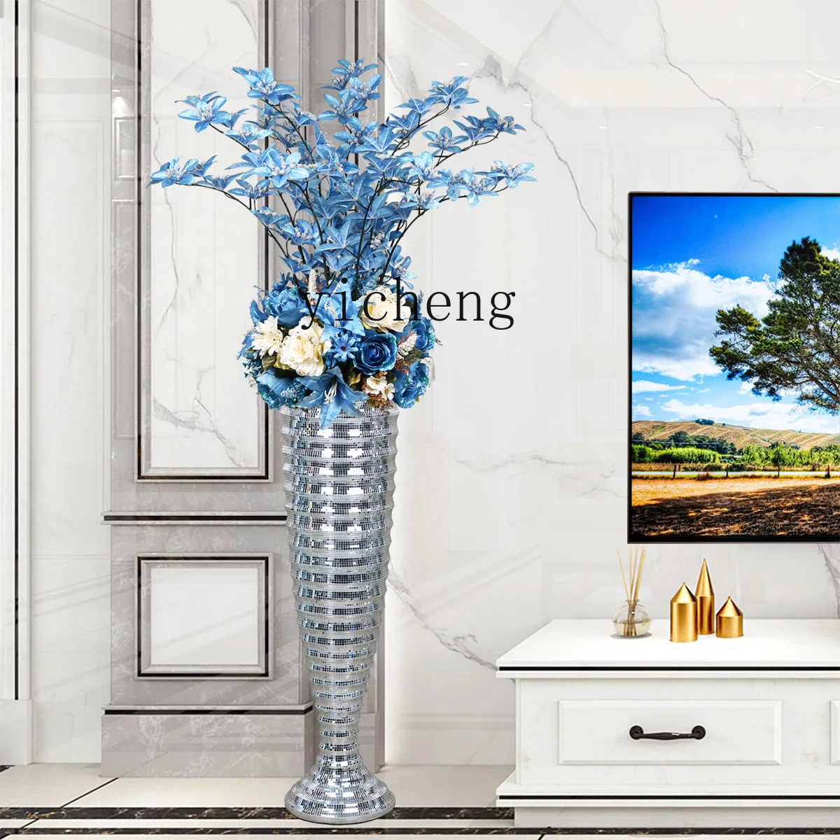 ZK Large Vase Artificial Flower Decoration Living Room TV Cabinet Hallway Flower Arrangement Decorative Flower Pot