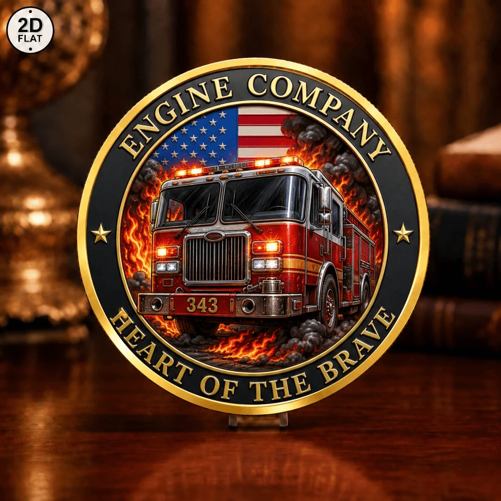1pc Firefighter Bravery Honor Challenge Coin Heart of The Brave Fire Engine Commemorative Medal Keepsake Souvenir Holiday Gifts