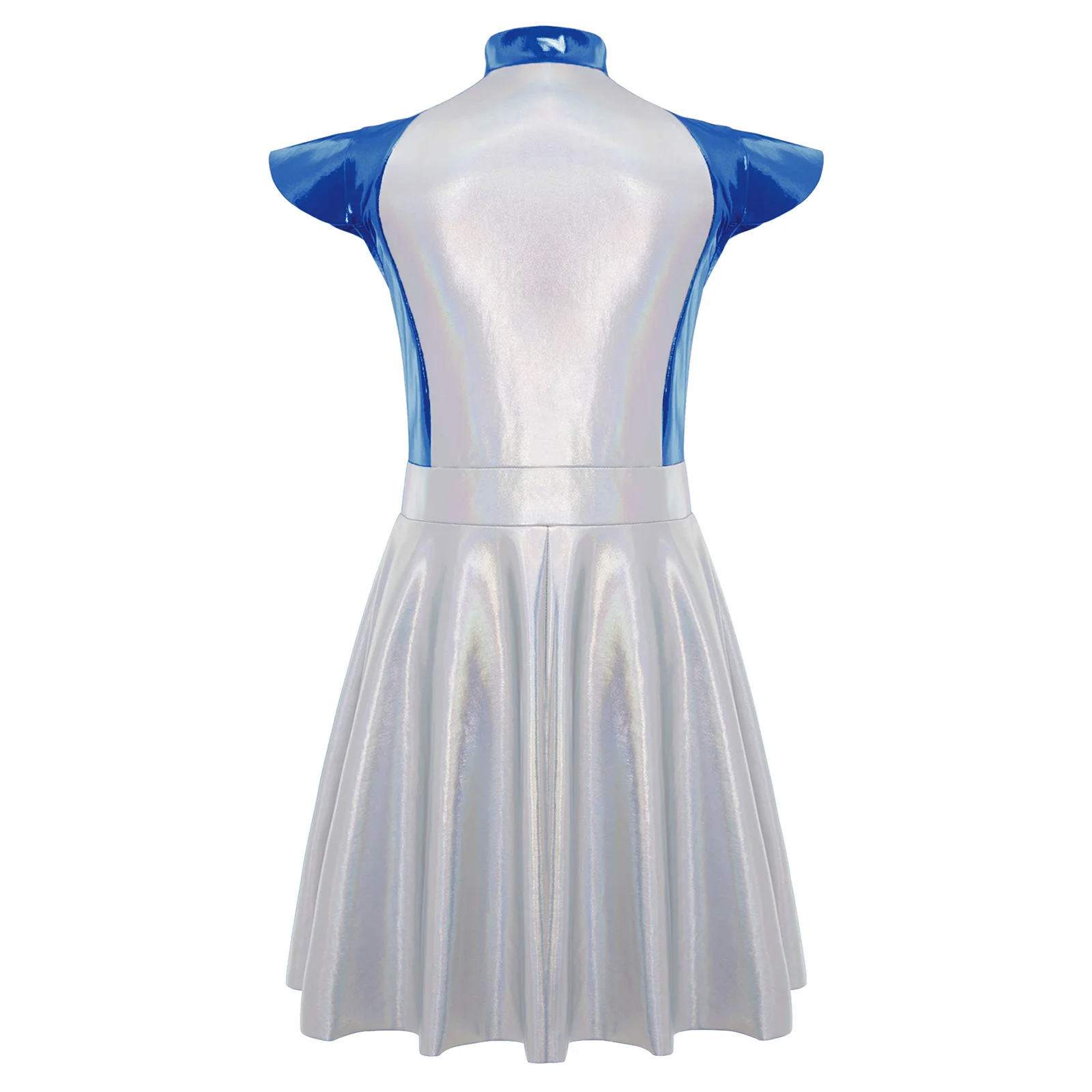 Costume da spettacolo cosplay per ragazze, metallizzato lucido, spazio esterno, carino, alieno, festa a tema di Halloween, robot, galassia, guerriero