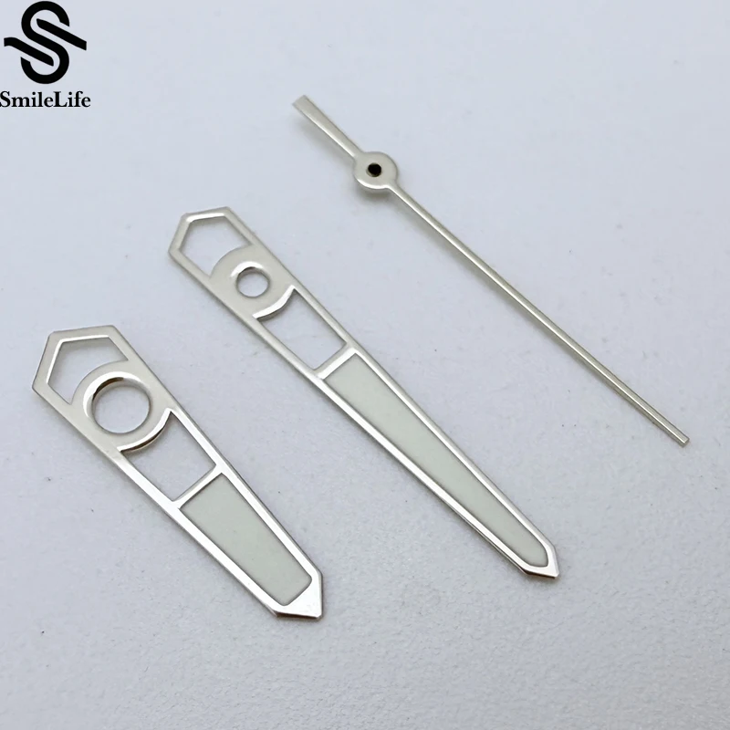 SmileLife polerowane srebrne wskazówki zegarka zielone świecące dopasowanie japonia NH35/NH35A mechanizm automatyczny akcesoria do zegarków mechanicznych